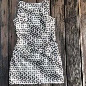 Vtg Mod Gogo Geometric Shift Mini Dress Green